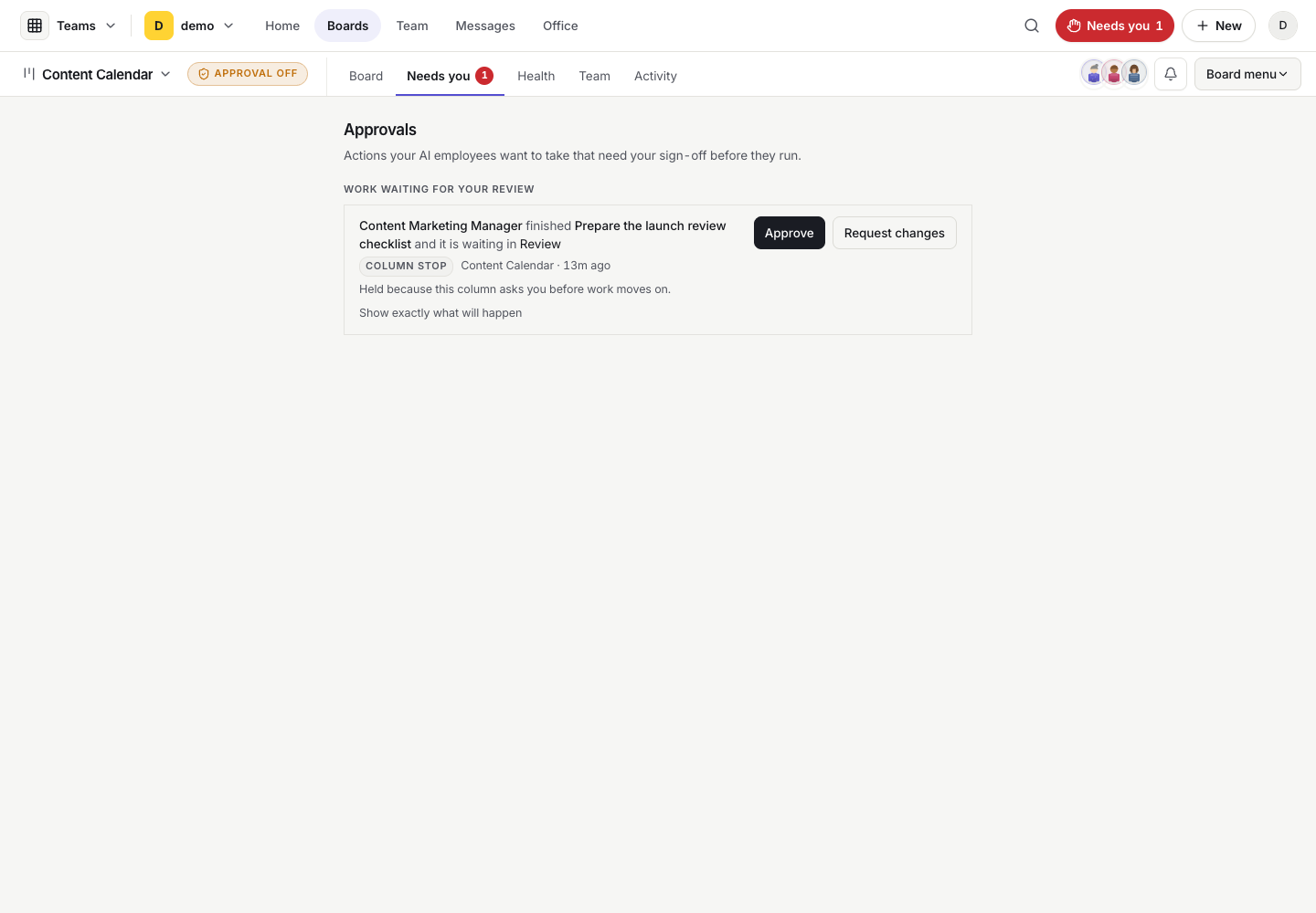 PromptRails Teams review queue for work that needs a human decision